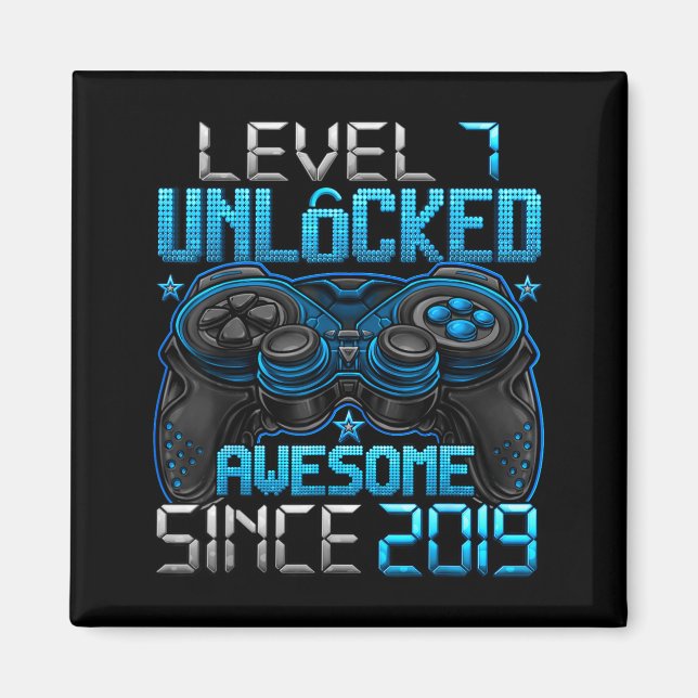 Imán Level 7 Unlocked 7 Year Old For Boys 7th Birthday  (Frente)