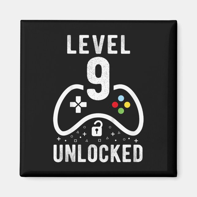 Imán Level 9 Unlocked Video Game 9th Birthday Gift  (Frente)