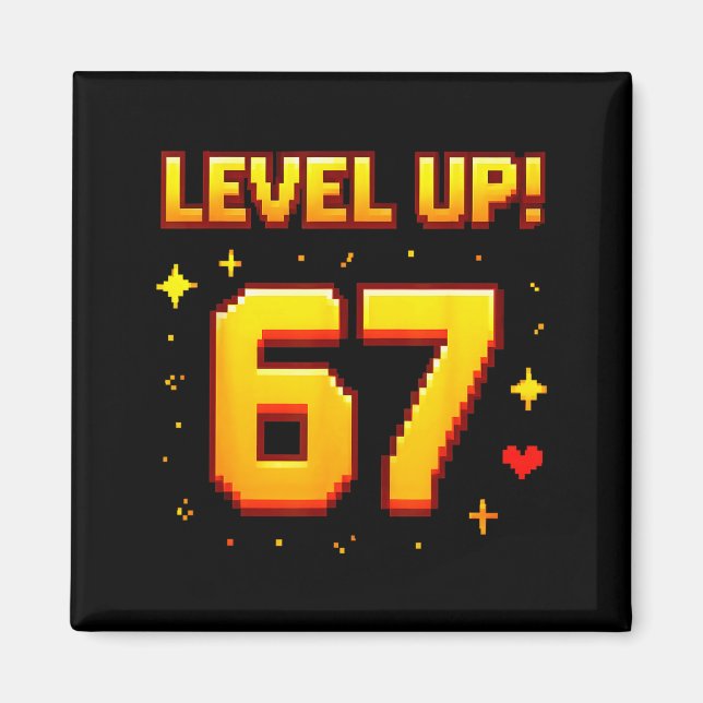 Imán Level Up 67 Funny Gaming 6 7 Meme Gen Alpha Slang  (Frente)