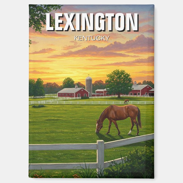 Imán Lexington Kentucky Postcard Horse Farm (Anverso)