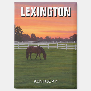 Imán Lexington Kentucky Postcard Horse Sunset