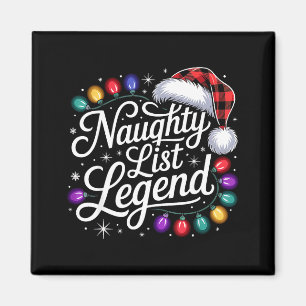 Imán Leyenda de la Lista Traviesa Luces de Navidad Cuad
