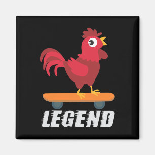 Imán Leyenda Divertida del Gallo Patineta Regalo de Pol