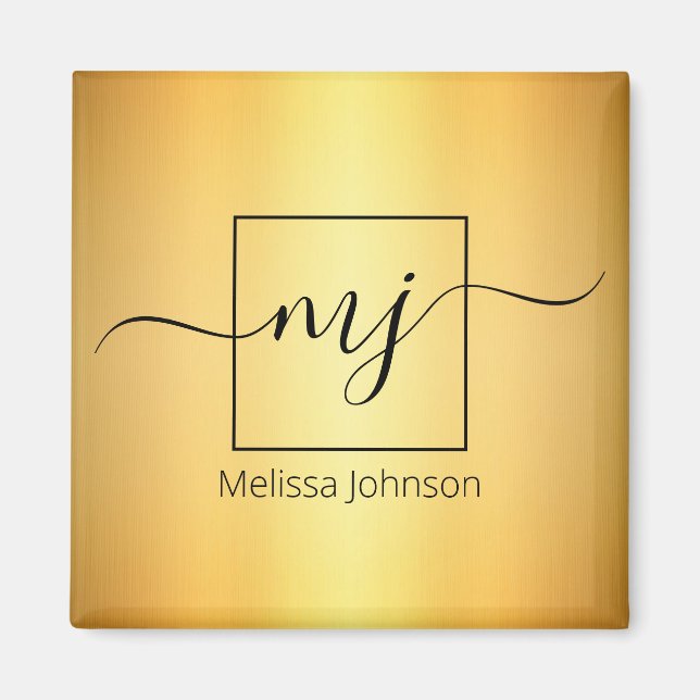 Imán Leyenda elegante sobre oro brillante (Frente)