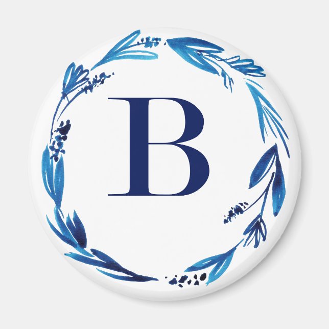 Imán Leyenda floral azul 'B' (Frente)