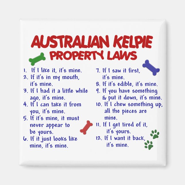 Imán Leyes de propiedad de AUSTRALIAN KELPIE 2 (Frente)