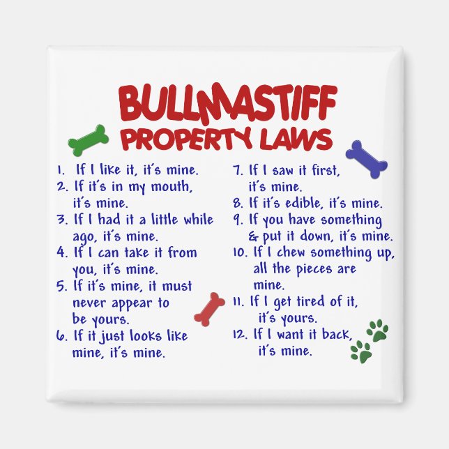 Imán Leyes de propiedad de BULLMASTIFF 2 (Frente)