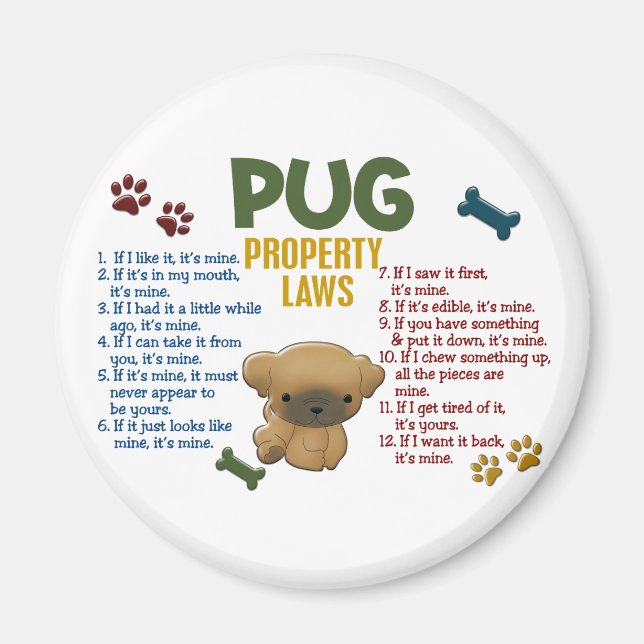 Imán Leyes de propiedad de Pug 4 (Frente)