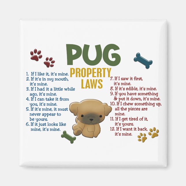 Imán Leyes de propiedad de Pug 4 (Frente)