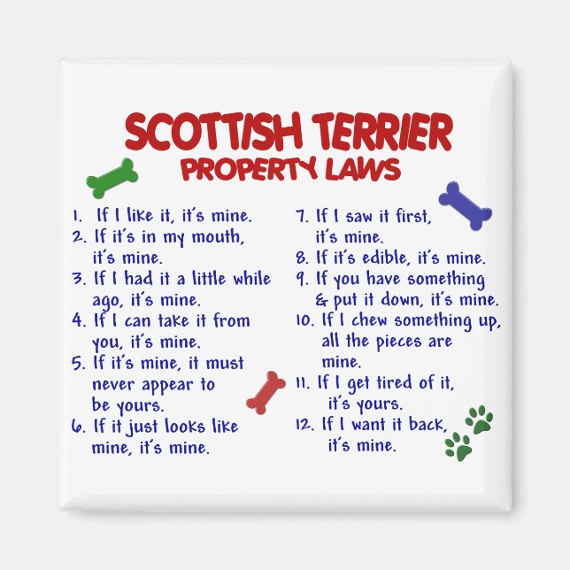 Imán Leyes de propiedad de SCOTTISH TERRIER 2 (Frente)