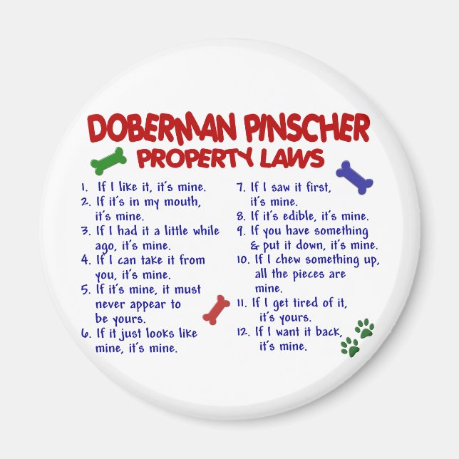 Imán Leyes de propiedad DOBERMAN PINSCHER 2 (Frente)