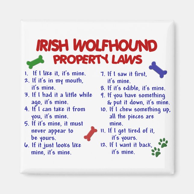 Imán Leyes de propiedad IRLANDESA WOLFHOUND 2 (Frente)
