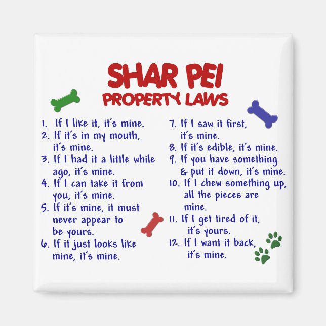 Imán Leyes de propiedad SHAR PEI 2 (Frente)