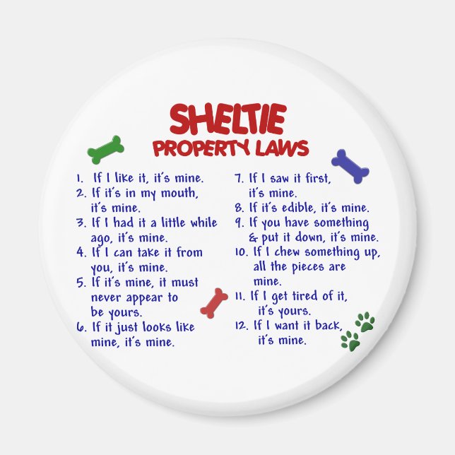 Imán Leyes de propiedad SHELTIE 2 (Frente)