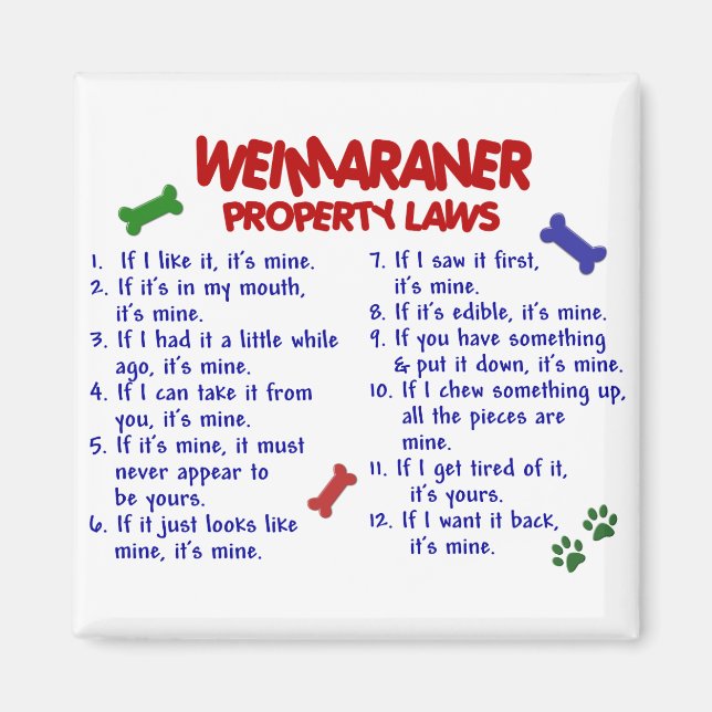 Imán Leyes de propiedad WEIMARANER 2 (Frente)