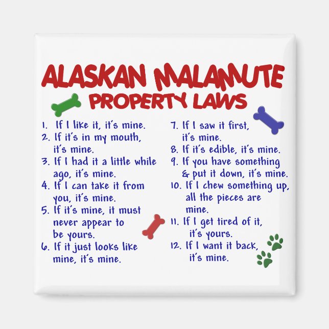Imán Leyes de propiedades de ALASKAN MALAMUTE 2 (Frente)