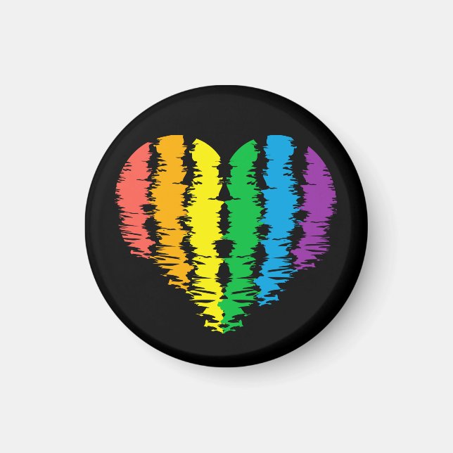 Imán LGBT+orgullo. Arcoiris cardíaco. (Frente)