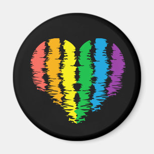 Imán LGBT+orgullo. Arcoiris cardíaco.          Botón