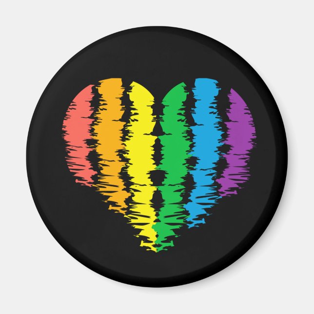 Imán LGBT+orgullo. Arcoiris cardíaco. Chapa (Frente)