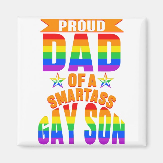Imán Lgbt Orgulloso Padre De Un Hijo Gay Inteligente (Frente)