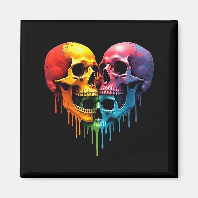 Imán Lgbt Pride Halloween Horror Skeleton Skull Rainbow (Frente)