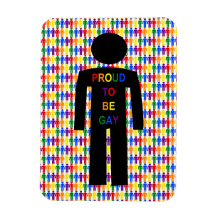 Imán LGBTQ Gay Man Silhouette and Rainbow Men