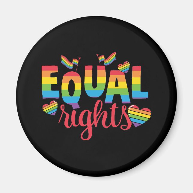 Imán LGBTQ - Igualdad de derechos - Colores arcoiris (Frente)