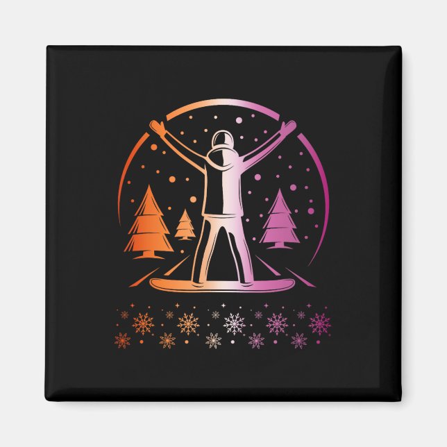Imán Lgbtq Snowboarding Invierno Sutil Orgullo Lésbico (Frente)