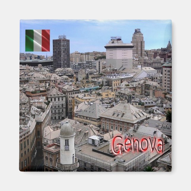Imán LGR151 GENOA Cityscape, Liguria, Italia, Fridge (Frente)