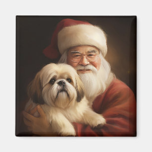 Imán Lhasa Apso Con Navidades Festividades De Santa Cla