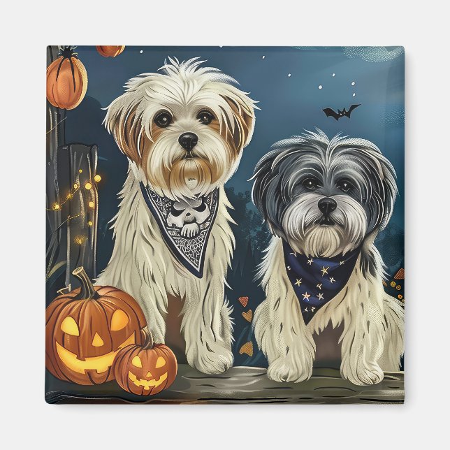 Imán Lhasa Apso Halloween Spooky (Frente)