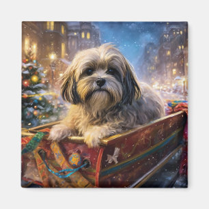 Imán Lhasa Apso Temporada Navideña Festiva