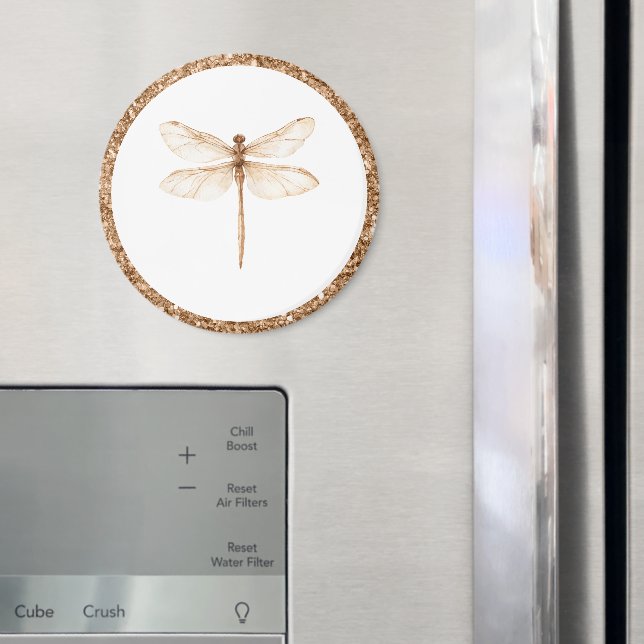 Imán Libélula Blanca con Brillo Falso Dorado   (In situ (nevera))