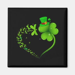 Imán Libélula Corazón de Trébol Irlandés Feliz St Patri