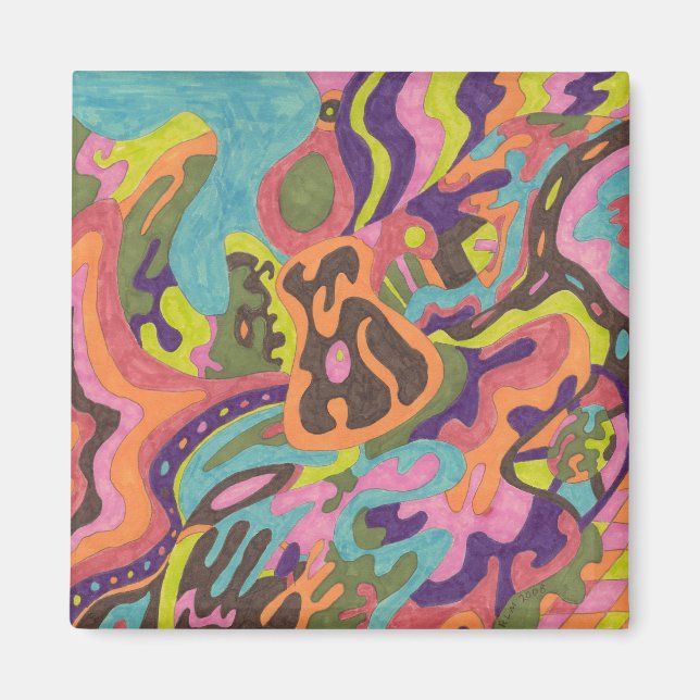 Imán "Liberar" arte de nevera abstracto (Frente)