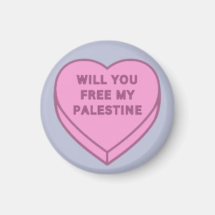 Imán ¿Liberarás a mi Palestina? Cute Candy Heart dulce