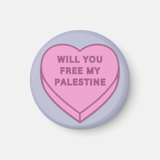 Imán ¿Liberarás a mi Palestina? Cute Candy Heart dulce (Frente)
