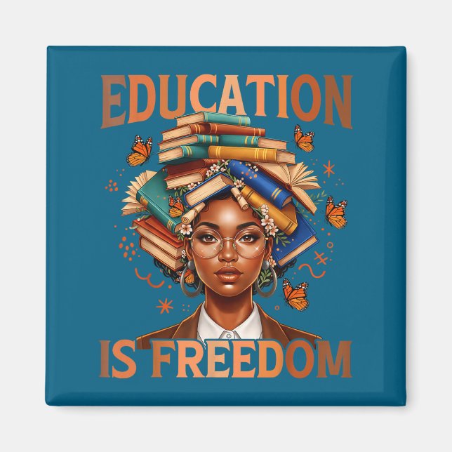Imán Libertad de Educación Profesor Negro Libros Arte (Frente)