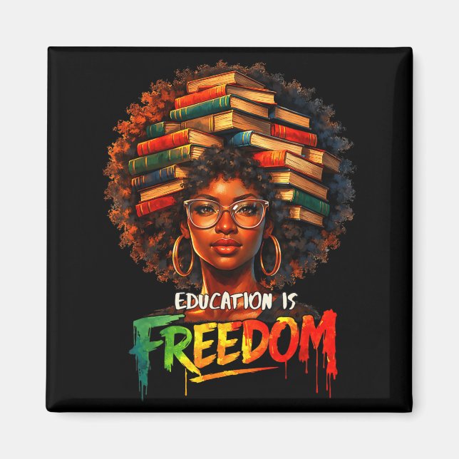 Imán Libertad de Educación Profesor Negro Libros Arte G (Frente)