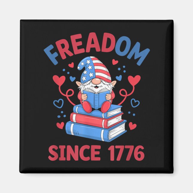 Imán Libertad Desde 1776 Gnomos de Fuegos Artificiales  (Frente)