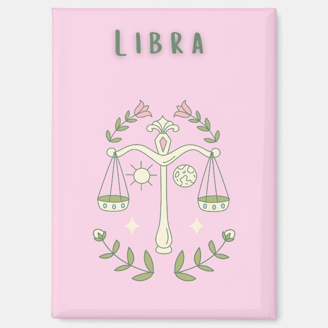 Imán Libra Rosa, zodiaco, signo zodiacal (Anverso)