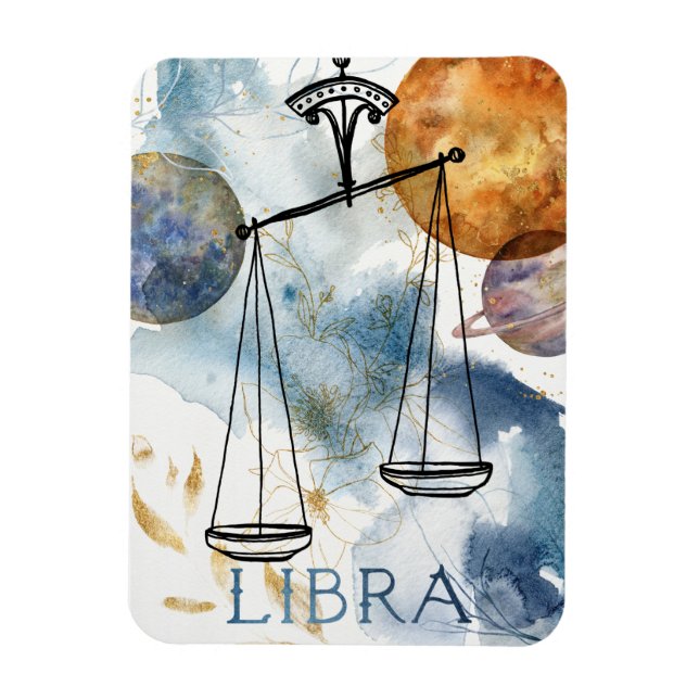 Imán Libras escalan cumpleaños astrología zodiac azul  (Vertical)