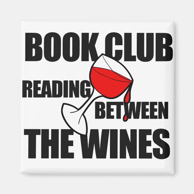 Imán LIBRO CLUB leyendo entre los vinos (Frente)