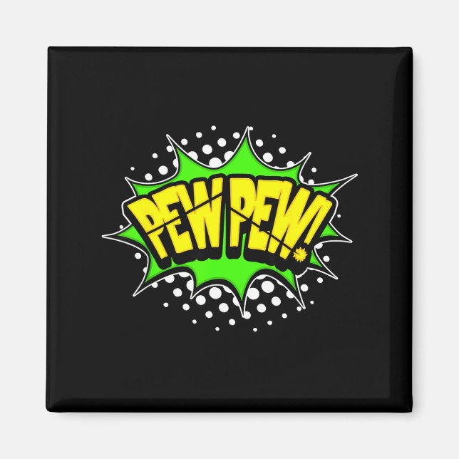 Imán libro de cómic de palabra de acción ¡Pew-pew! de b (Frente)