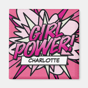Imán Libro de Cómic Personalizado PODER DE CHICA Rosa