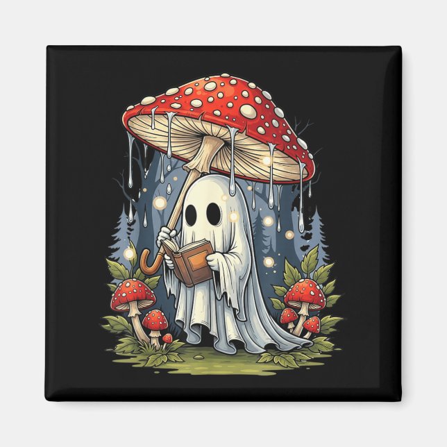 Imán Libro de lectura de fantasmas Halloween Hongo Espe (Frente)