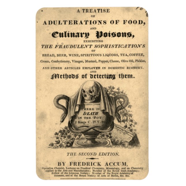 Imán Libro de venenos culinarios del cráneo antiguo de  (Vertical)