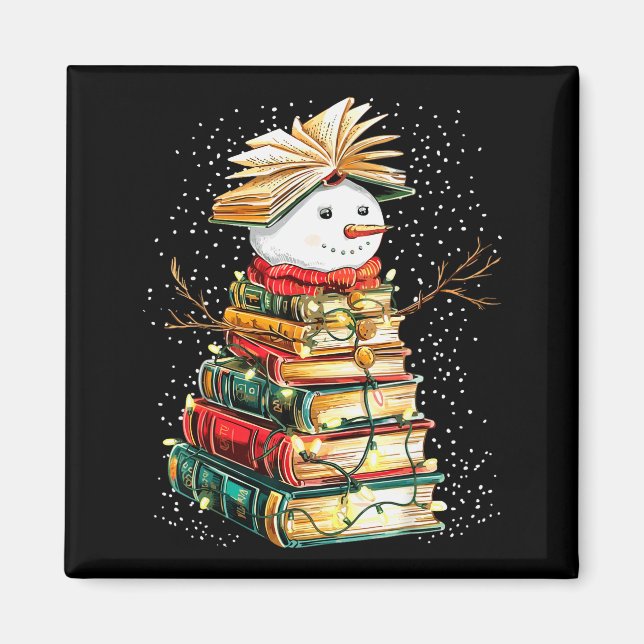 Imán Libro Muñeco de nieve Árbol de Navidad Lectura  (Frente)