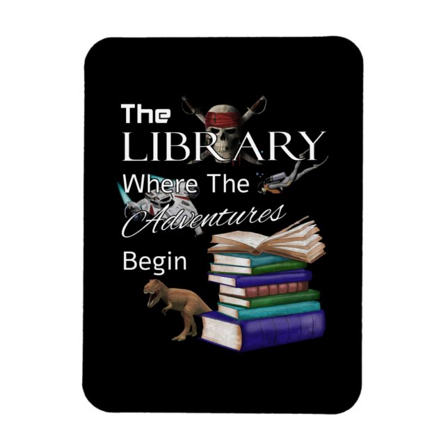 Imán Libros De Biblioteca Donde La Aventura Comienza A  (Vertical)