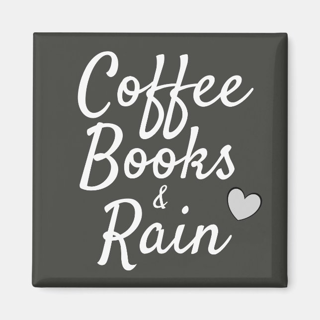 Imán Libros de café y color gris sin lluvia (Frente)